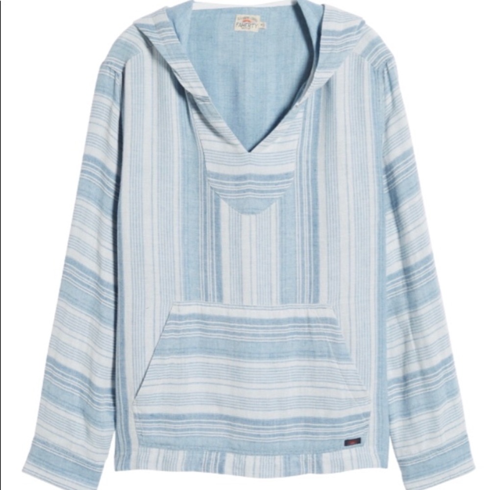 Double cloth Baja Poncho - Light Indigo Serape